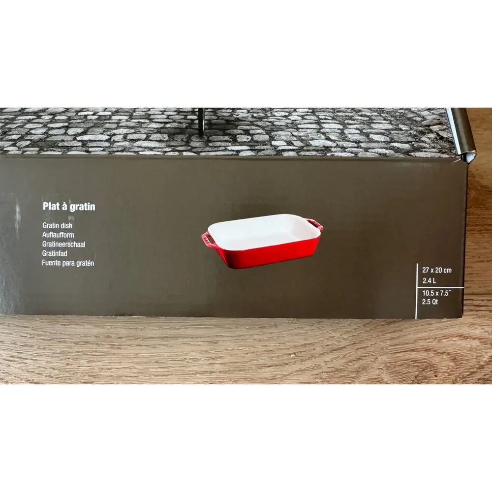 Staub Ceramic Rectangular Gratin Baking Dish Macaron Pastel Green NIB